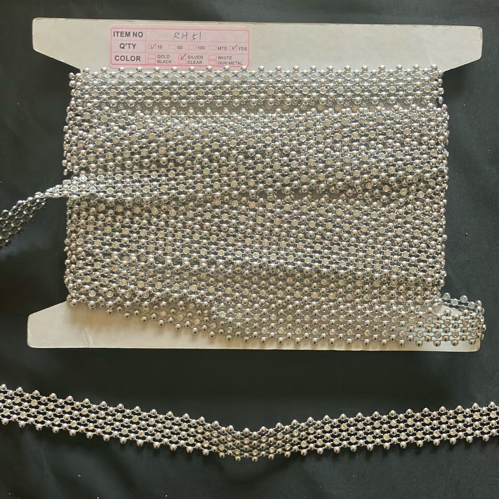 Silver Rhinestone Beaded Trim - Picture 1 of 4